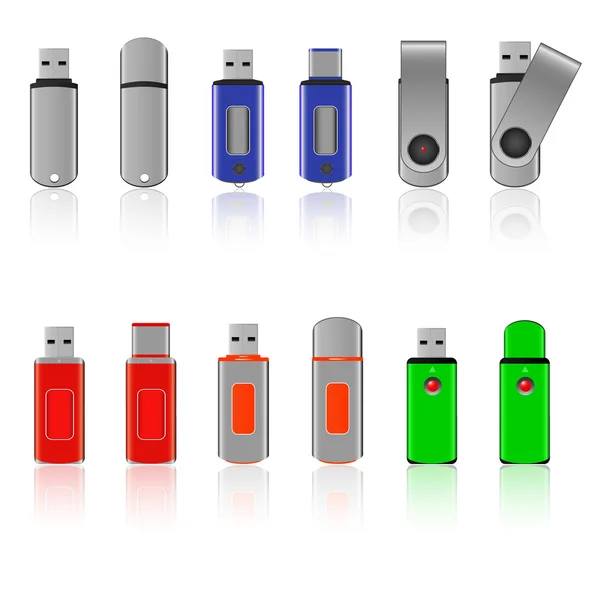 Ensemble de mémoire flash USB — Image vectorielle