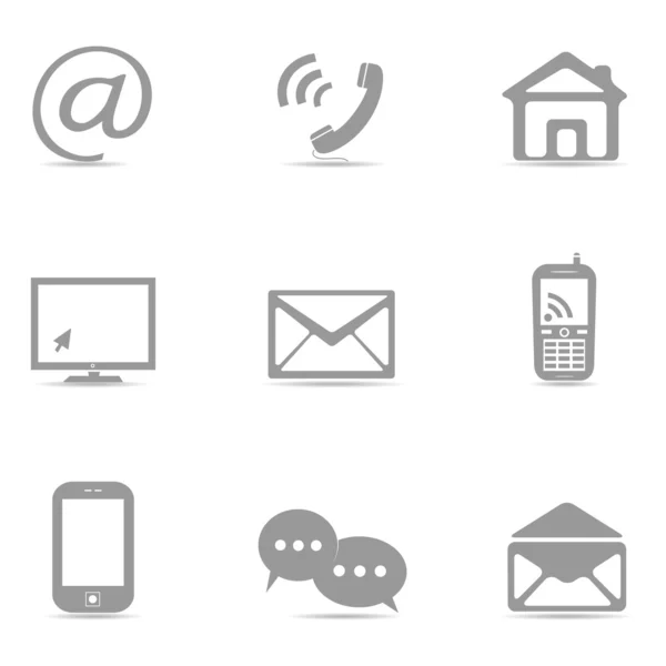Set pulsanti di contatto, icone e-mail per il sito web — Vettoriale Stock
