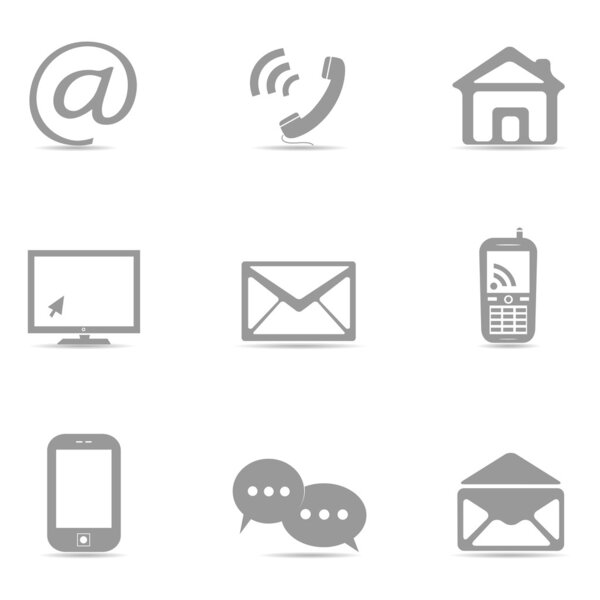 Contact buttons set, e-mail icons for website