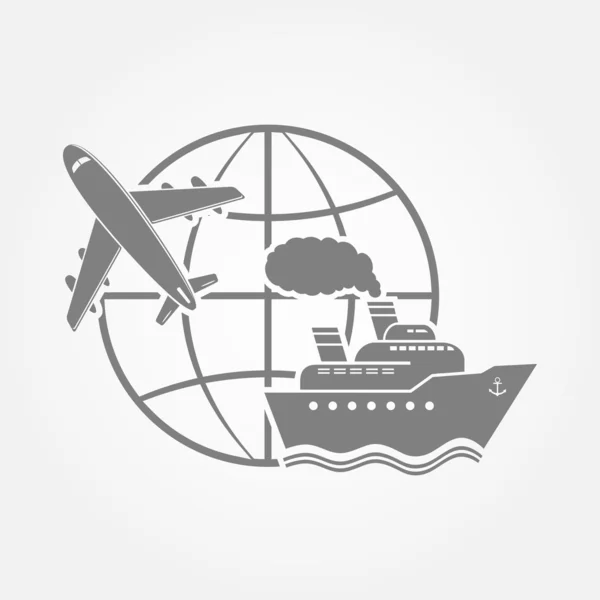 Transport symbol - flygplan och fartyg. — Stock vektor