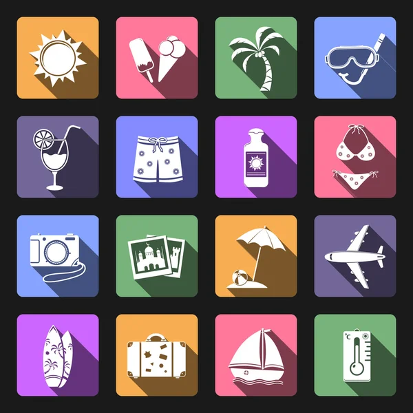 Vacation flat icons set — Stock Photo, Image