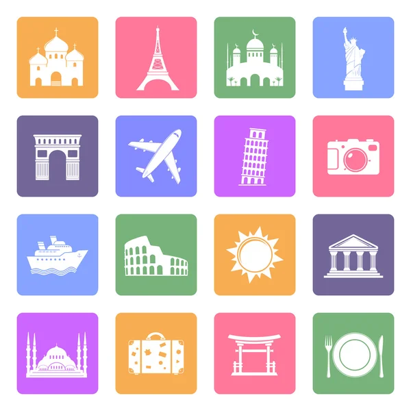 Travel & landmarks icons set — Stock Vector