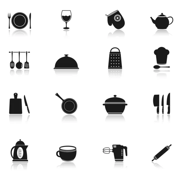 Iconos de cocina y cocina — Vector de stock