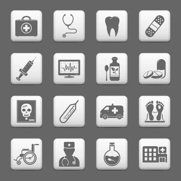 Iconos web de medicina en botones — Vector de stock