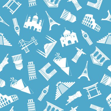 Dünya yerlerinden siluetleri seamless modeli