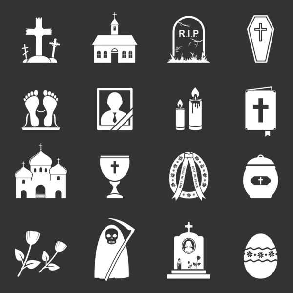 Iconos funerarios y funerarios — Archivo Imágenes Vectoriales