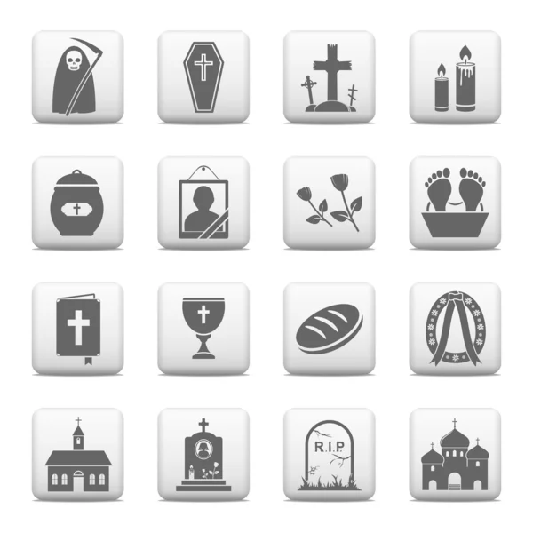 Ícones funerários e funerários - botões web — Vetor de Stock