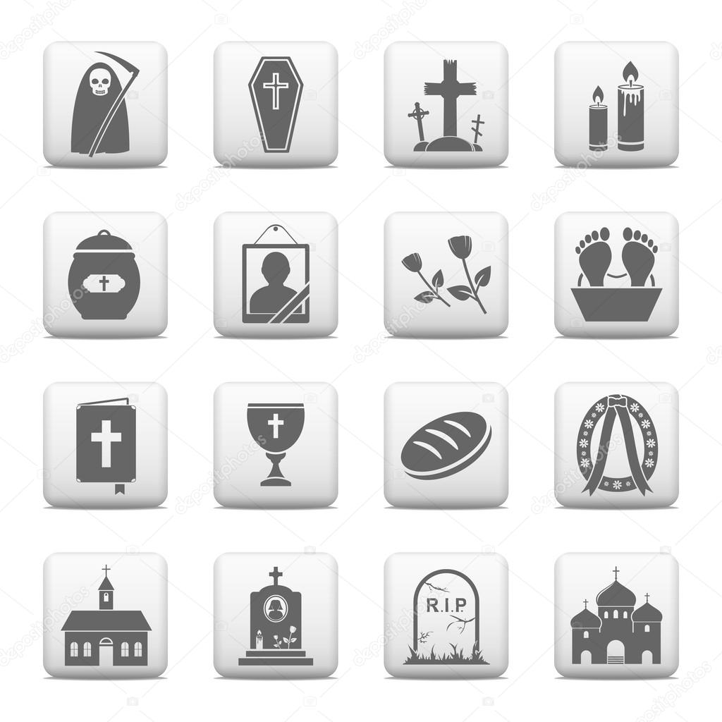 Funeral and burial icons - web buttons