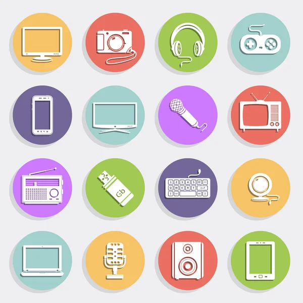 Iconos de tecnología y multimedia — Vector de stock