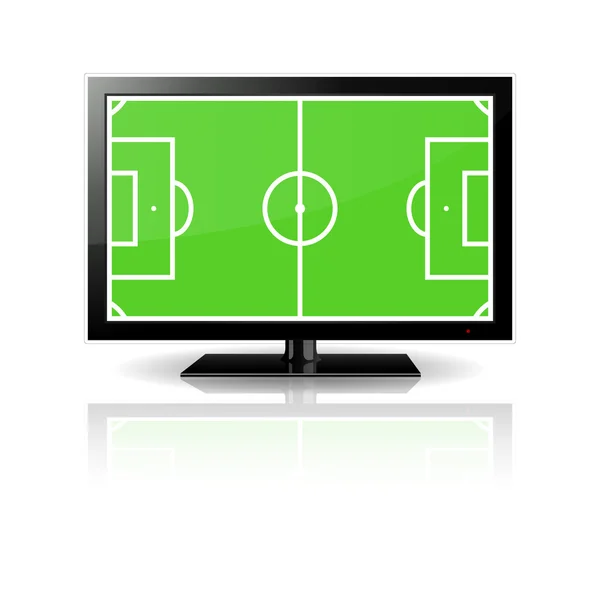 TV met voetbalveld in het scherm — Stockvector