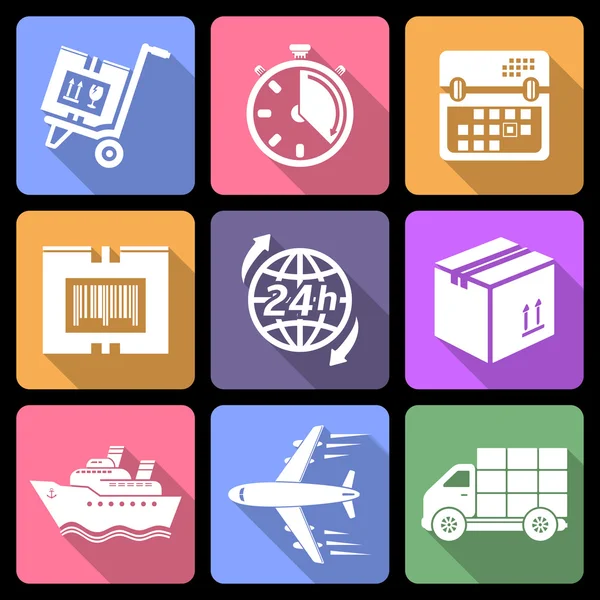 Logistic flat icons — Stock Vector