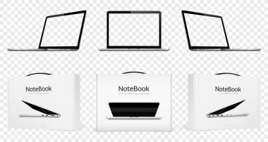 Laptop mock up with transparent screen isolated