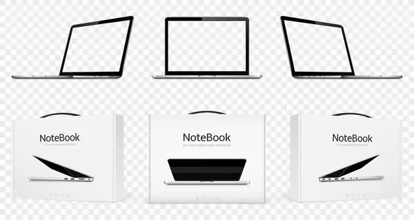 Ноутбук Макет Прозрачным Экраном Изолированы — стоковый вектор