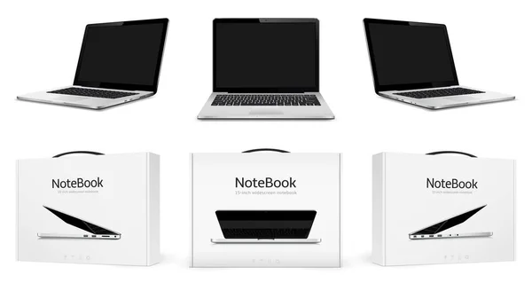 Laptops Mit Leerem Bildschirm Und Laptop Boxen Vektorillustration — Stockvektor