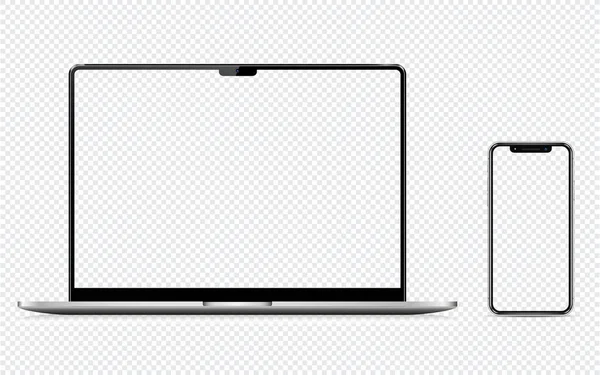 Laptop Telefon Mobil Izolat Fundal Transparent Ilustrație Vectorială — Vector de stoc