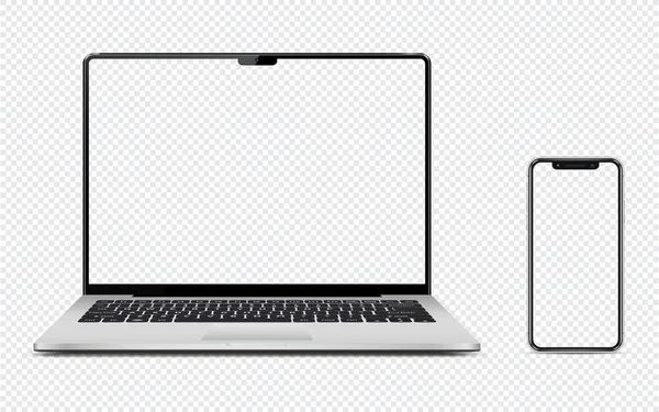 Laptop Und Handy Isoliert Auf Transparentem Hintergrund Vektorillustration — Stockvektor
