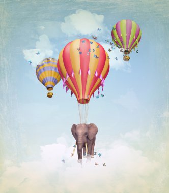 Elephant in the sky clipart