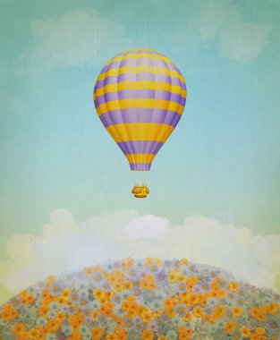 Balon gökyüzünde. illüstrasyon