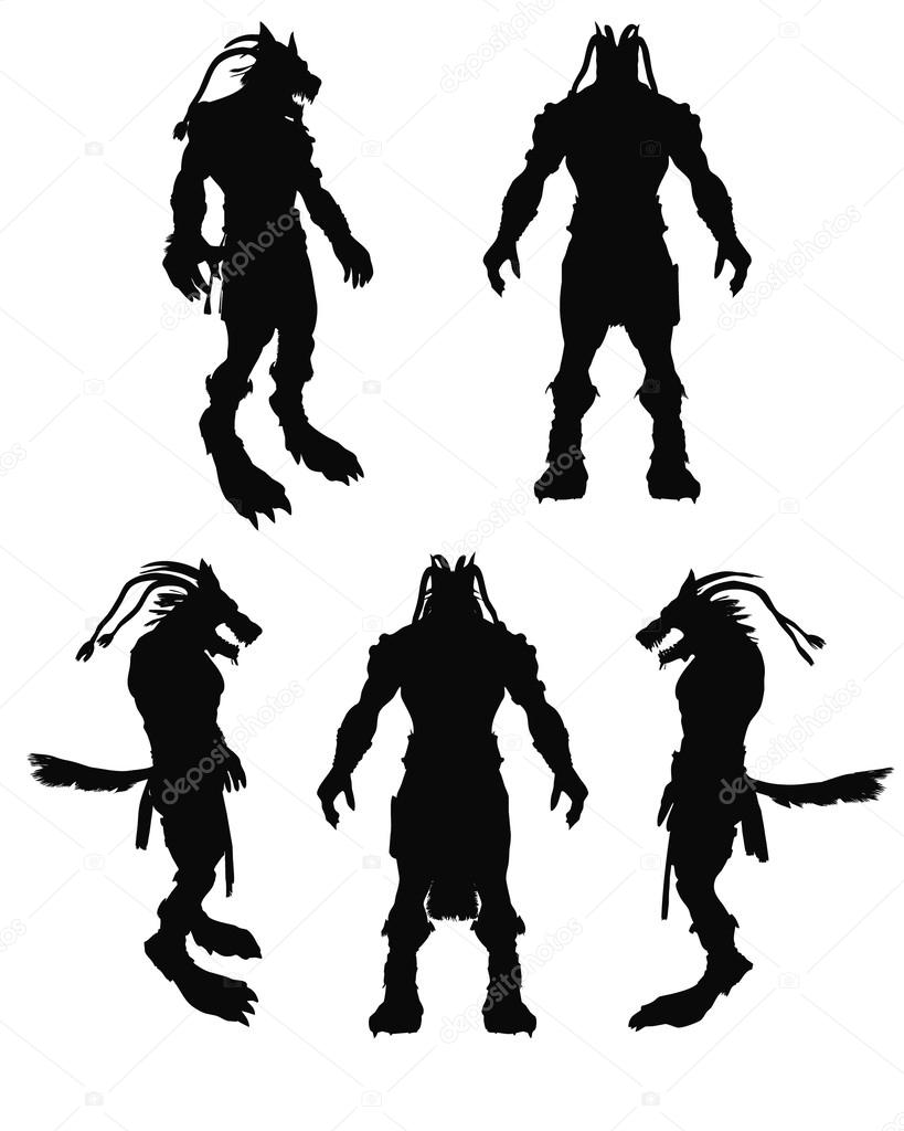 A frightening werewolf vector silhouette