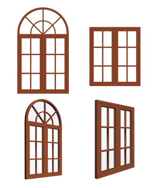 Set di finestre chiuse in legno . — Foto Stock