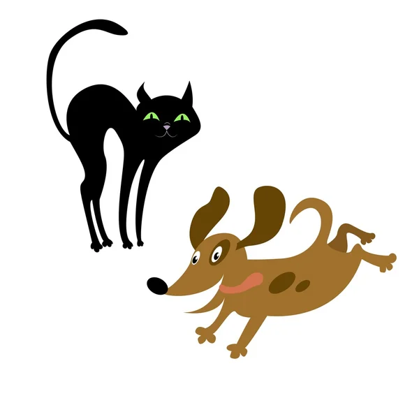 Gatto e cane — Vettoriale Stock