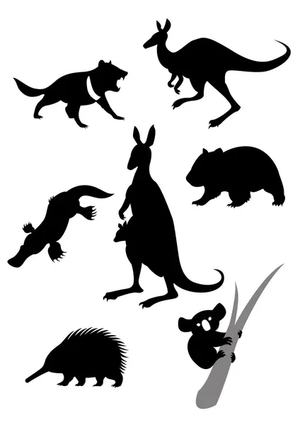 Silhouettes of australian animals — Stock Vector