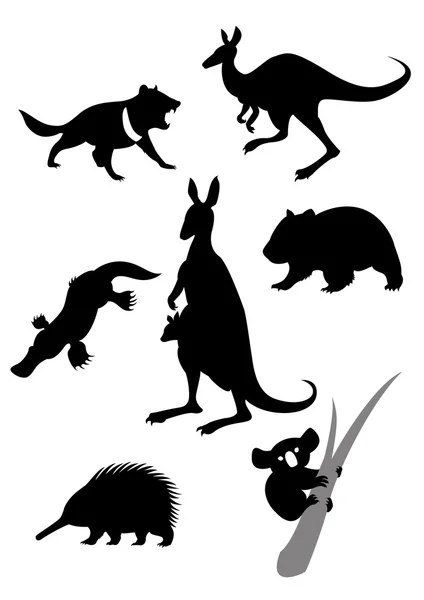 Silhouettes of australian animals Royalty Free Stock Illustrations