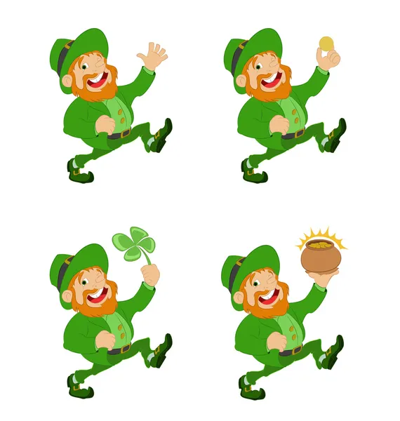 Collection of vector Leprechauns — Stock Vector