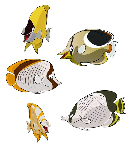 Peces mariposas — Vector de stock