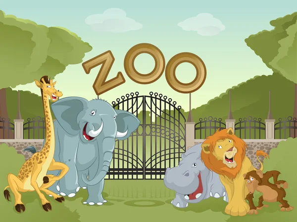 Zoo mit afrikanischen Tieren — Stockvektor