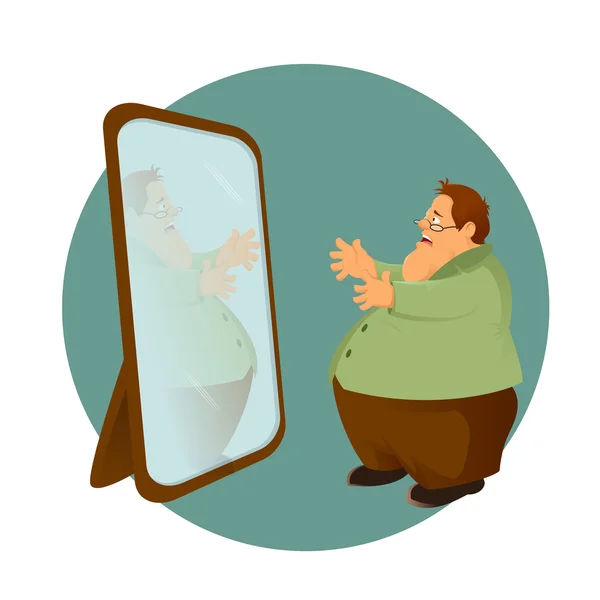 Fatso and the mirror — Stock Vector