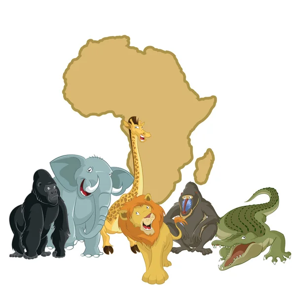 Afrika mit Tieren — Stockvektor