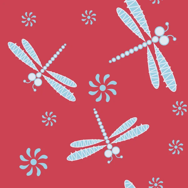 Naadloze patroon met dragonfly — Stockvector