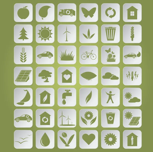 Iconos ecológicos verdes — Vector de stock