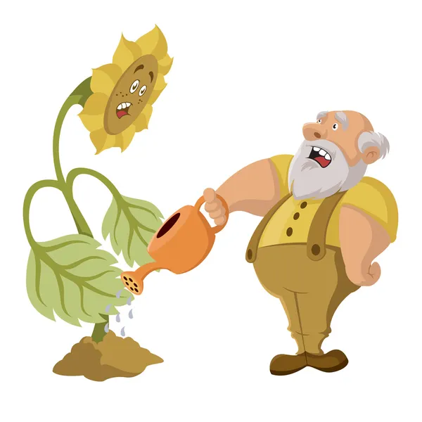 Old man and GMO — Stock Vector