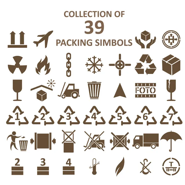 Kumpulan dari simbol packing - Stok Vektor