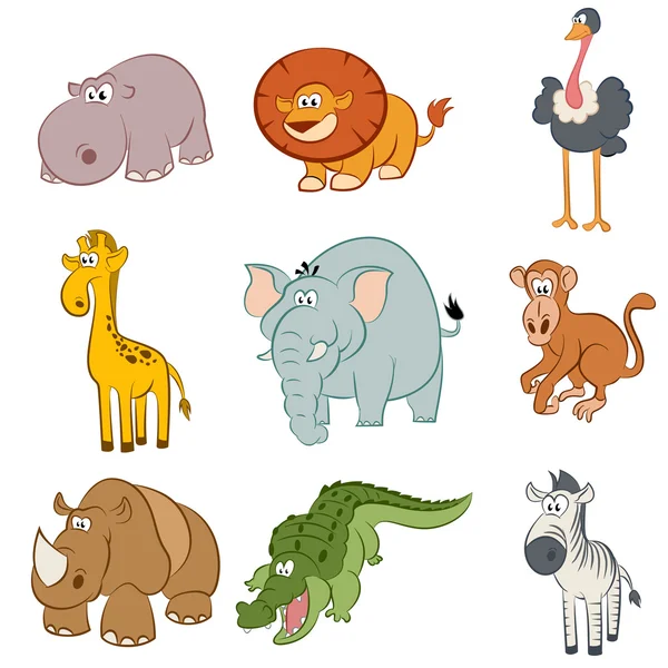 Iconos de animales africanos — Vector de stock