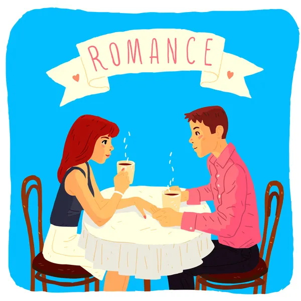 Άντρας και γυναίκα πίνουν καφέ. — Διανυσματικό Αρχείο