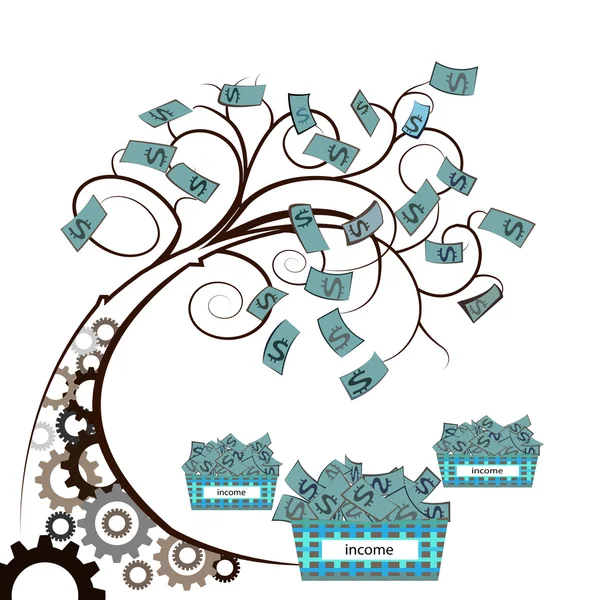 Drzewo pieniądze z biegu — Wektor stockowy
