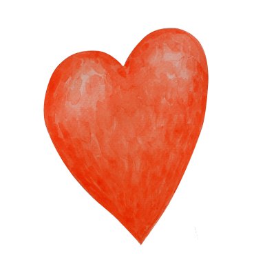 sulu boya boyalı kırmızı kalp