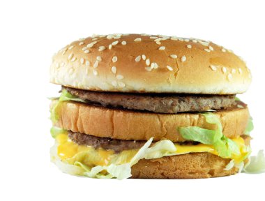 Beyaz arkaplanda hamburger