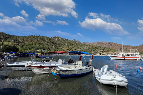 Datca Mugla Turkey Eill 2021 Mesudiye近くのHayitbuku湾からの眺め Datca データは トルコ南西部の港町です エーゲ海の狭いデータ半島に位置しています — ストック写真