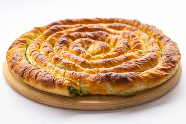 Türkisches Tepsi Boregi Runder Borek Tablett Gebäck Türkischer Name Rulo — Stockfoto