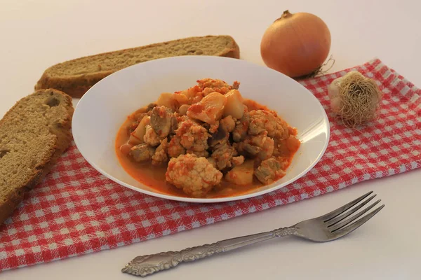 Cauliflower Dish Meat Chickpeas — Stock Photo, Image