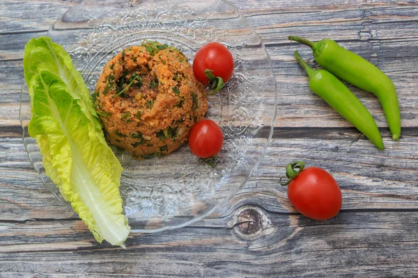 Comidas Tradicionais Turcas Deliciosas Salada Bulgur Kisir — Fotografia de Stock