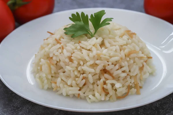 Traditional delicious Turkish food; Turkish style rice pilaf (Turkish name; Tel sehriyeli pirinc pilavi)