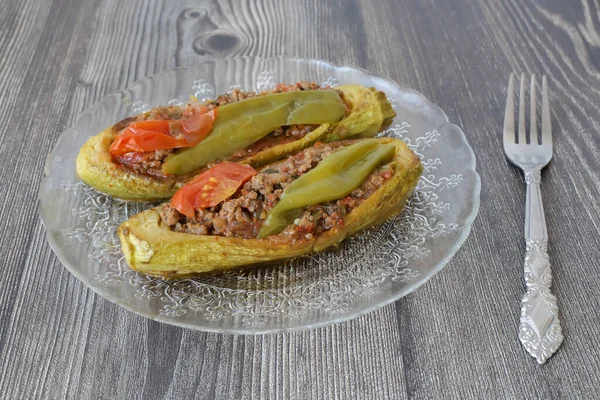 Traditionelle Köstliche Türkische Küche Fleisch Und Zucchini Gericht Türkischer Name — Stockfoto