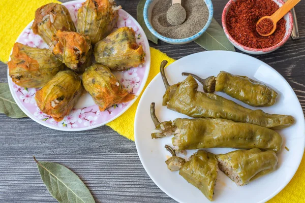 Geleneksel Türk Yemekleri Doldurulmuş Biber Türkçe Adı Biber Dolmasi — Stok fotoğraf