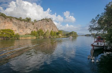Dalyan canal view. Dalyan is a population tourism center in Turkey.