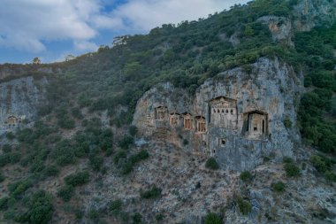 Kings tombs in the cliff face Kaunos Dalyan, Turkey.
